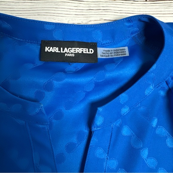 KARL LAGERFELD PARIS Women's Sunglass Jacquard Blouse - Picture 3 of 10